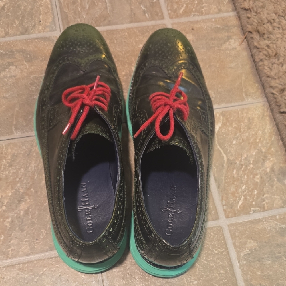 Cole Haan Green Derbys with Green Sole - Picture 2 of 5